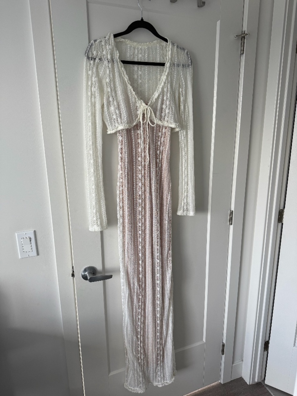 Womens Lace White Maxi Dress